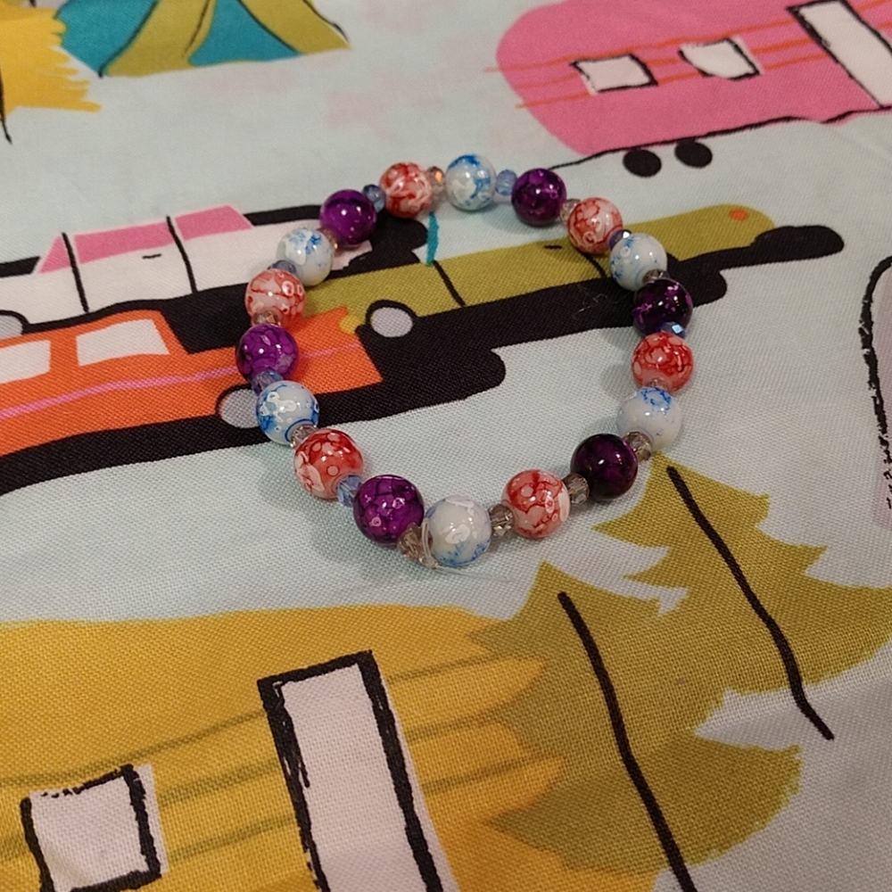 purple, blue and coral marble bracelet